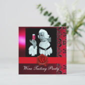 ソムリエ ワイン テイスティング パーティー 赤いワックス シール モノグラム 招待状 (スタンド正面)