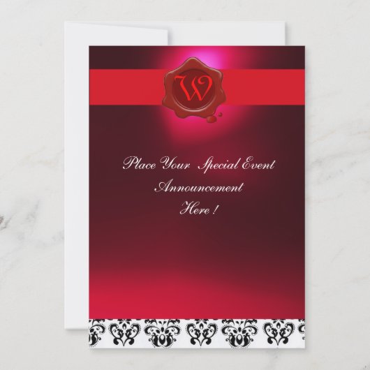 ソムリエ ワイン テイスティング パーティー 赤いワックス シール モノグラム 招待状 (裏面)