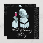 ソムリエ ワイン テイスティング パーティ ダマスク, シャンパン 招待状 (正面/裏面)