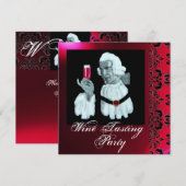 ソムリエ ワイン テイスティング パーティ ダマスク, シャンパン 招待状 (正面/裏面)