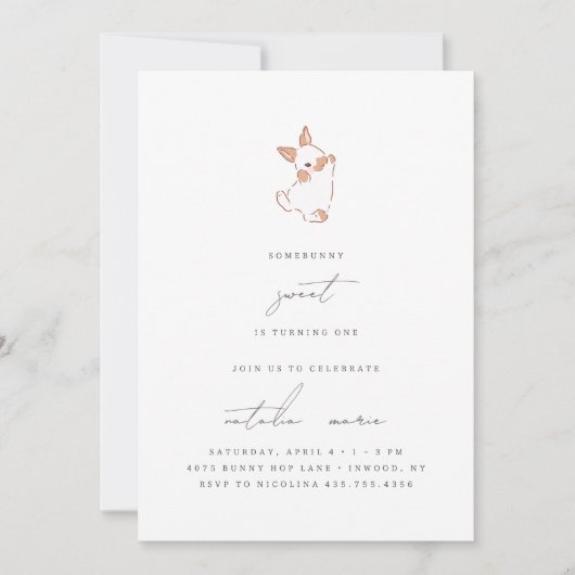 ソメイバニースウィート春イースターガールズ1st誕生日 招待状 (正面)