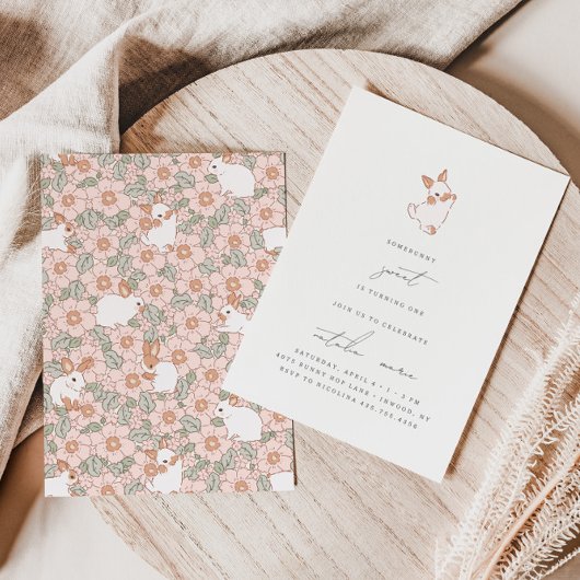 ソメイバニースウィート春フローラガールズ1st誕生日 招待状