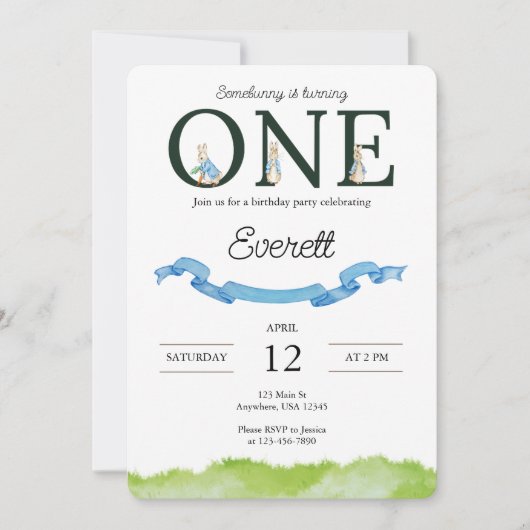 ソメイバニーファースト誕生日招待状 招待状 (正面)