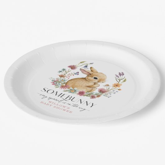 ソメイバニーベビーシャワーワイルドフラワー紙プレート ペーパープレート (アングル)