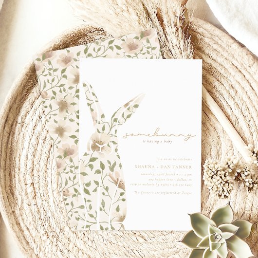 ソメイバニー春イースターフローラベビーシャワー 招待状