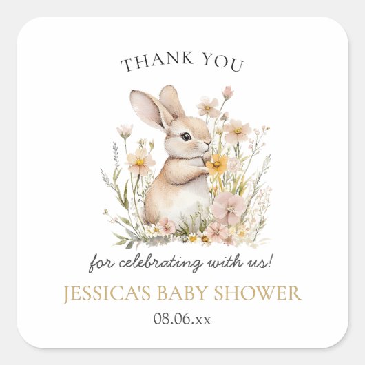 ソメイバニー特別ワイルドフラワーズ春ベビーシャワー スクエアシール (正面)