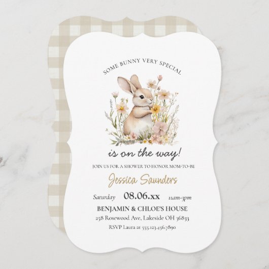 ソメイバニー特別ワイルドフラワーズ春ベビーシャワー 招待状 (正面/裏面)