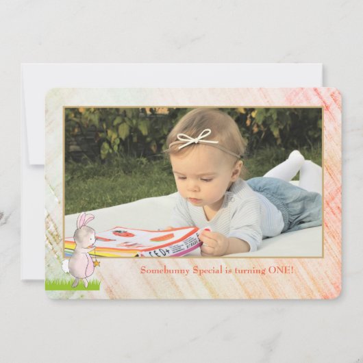 ソメバニーフォト誕生日招待状 招待状 (正面)