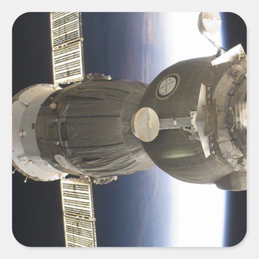 ソユーズ宇宙船が地球によってバックドロップ スクエアシール (正面)