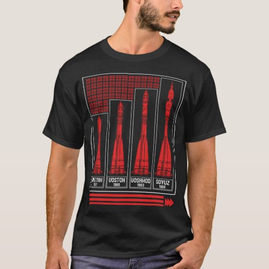 ソユーズ・ロシア宇宙船ロケット共産主義シャツ Tシャツ (正面)