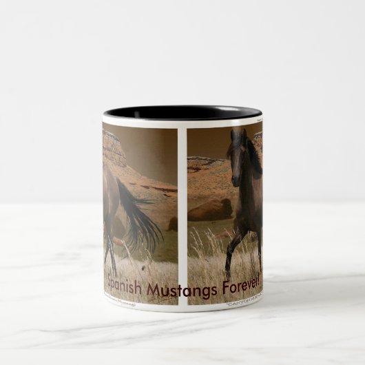 ソライアスペインのムスタン馬の恋人の飲みマグ ツートーンマグカップ (中央)