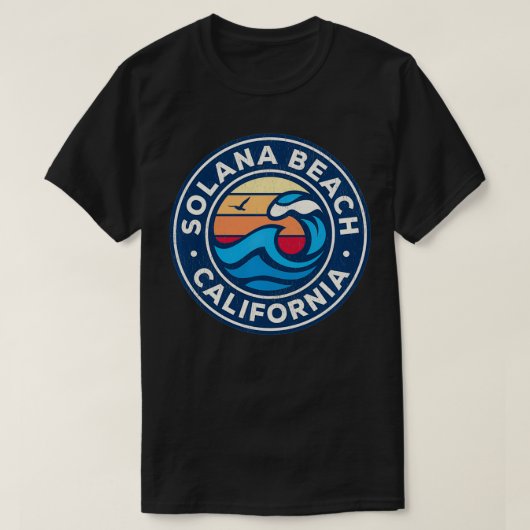 ソラナビーチカリフォルニアCAヴィンテージ波航海の Tシャツ (デザイン正面)