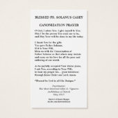 ソラノス賛美ケイシーカトリック宗教聖カード (裏面)