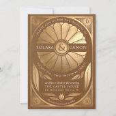 ソララIII -フローラフェイク金ゴールド結婚式招待状 招待状 (正面)