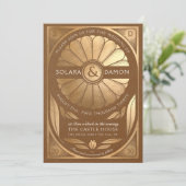 ソララIII -フローラフェイク金ゴールド結婚式招待状 招待状 (スタンド正面)