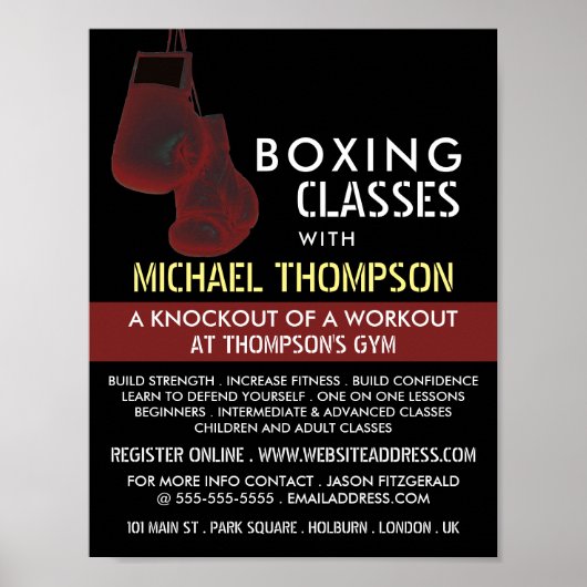 ソラリゼーションボクシング手袋、ボクシングクラス広告 ポスター (正面)