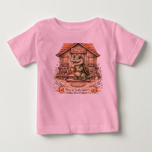 ソランジュ・ワニの家のカメ キッズTシャツ (18~24 ベビーTシャツ (正面)