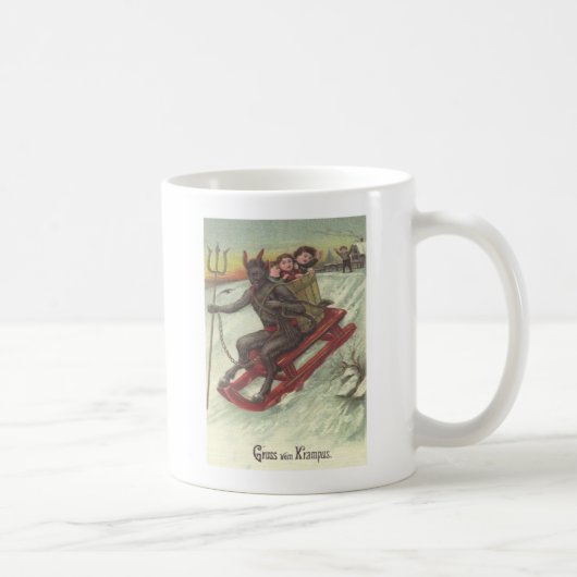 ソリに子供たちを拉致するクランプス コーヒーマグカップ (右)