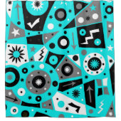 ソリダスブルージオメトリックシャワーカーテン シャワーカーテン (正面)