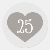 ソリッドシルバーハート クラシック ラウンド ステッカー (正面)