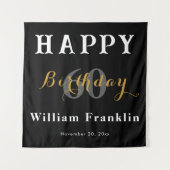 ソリッドブラック 60歳誕生日パーティー セレブレーション タペストリー (正面)