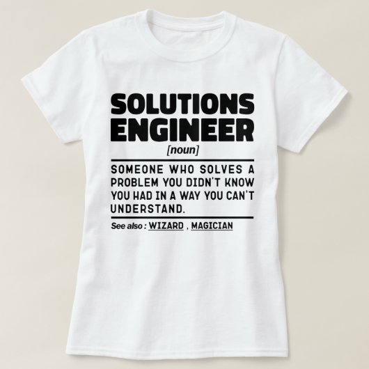 ソリューションエンジニア名詞専門問題ソルバ Tシャツ (デザイン正面)