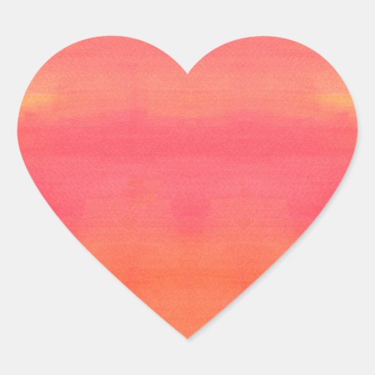 ソルイエローとオレンジグラデーション色の水彩画 ハートシール (正面)