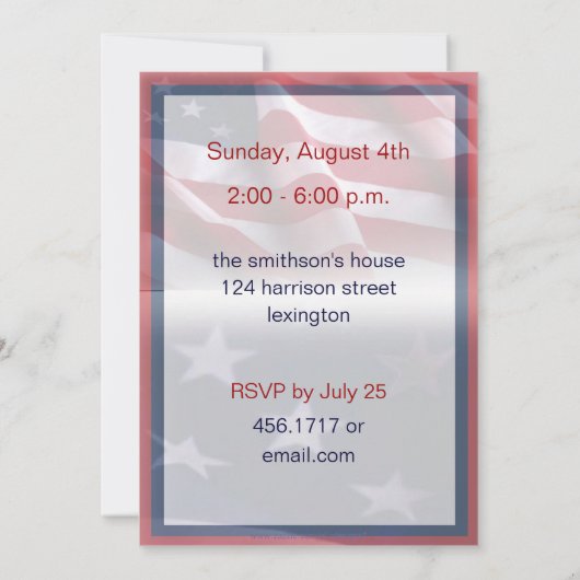 ソルジャーウェルカムホームパーティの招待状 招待状 (裏面)