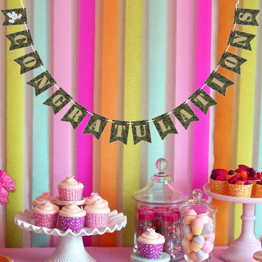 ソルジャージョカモフラージュパーティーおめでとう バンティングフラッグ