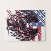 ソルジャー祈・エンジェル米国国旗の芸術 ジグソーパズル (横)