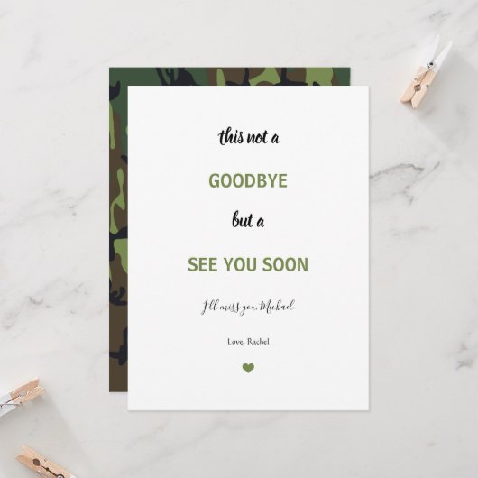ソルジャー軍隊迷彩柄さ恋しく思よならさようなら  カード (正面/裏面インサイチュ)