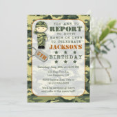 ソルジャー軍隊迷彩柄ボーイ誕生日招待状 招待状 (スタンド正面)