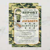 ソルジャー軍隊迷彩柄ボーイ誕生日招待状 招待状 (正面/裏面)