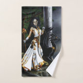 ソルセレスブラックドラゴンファンタジーホワイト バスタオルセット (ハンドタオル)