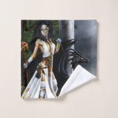 ソルセレスブラックドラゴンファンタジーホワイト バスタオルセット (ウォッシュタオル)