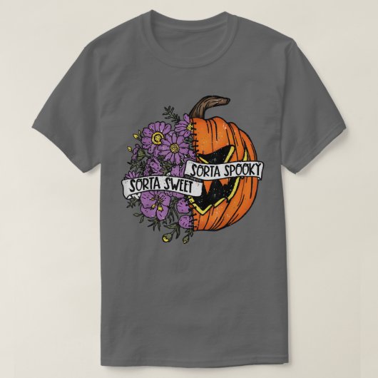 ソルタスイートソルタハロウィン不気味パンプキントリックO Tシャツ (デザイン正面)