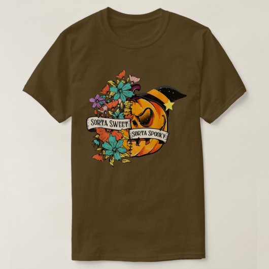 ソルタスイートソルタパンプキ不気味ンホラーハロウィーンF Tシャツ (デザイン正面)