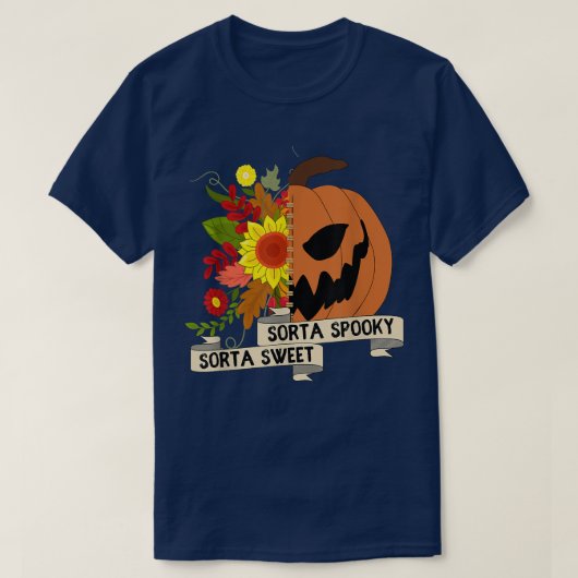 ソルタスイートソルタフラワーパンプキ不気味ンハロウィーン Tシャツ (デザイン正面)