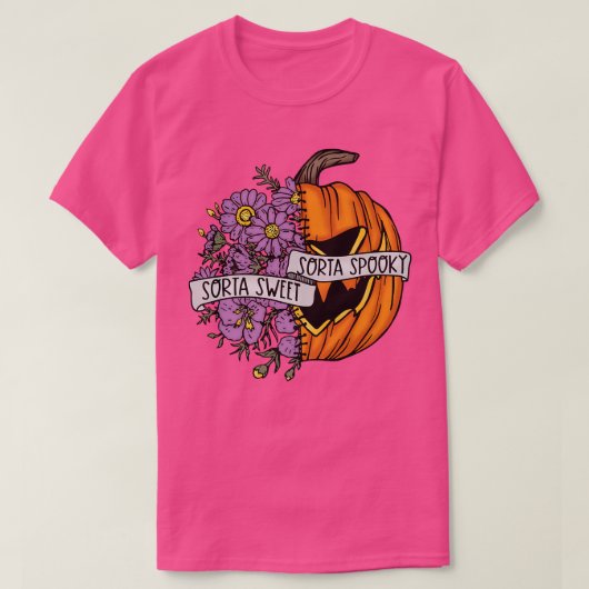 ソルタスイートソルタ不気味フローラ怖いカボチャ顔 Tシャツ (デザイン正面)