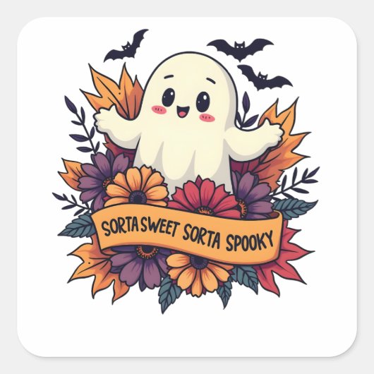 ソルタスウィートソルタハ不気味ロウィーン幽霊秋ラブ スクエアシール (正面)