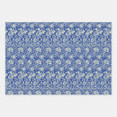 ソルタブルーカリコとストライプ ラッピングペーパーシート (正面)