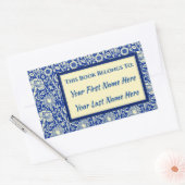 ソルタブルーカリコパーソナライズされた蔵書票 長方形シール (封筒)