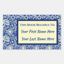 ソルタブルーカリコパーソナライズされた蔵書票 長方形シール