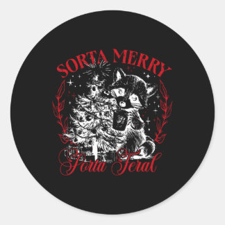 ソルタメリーソルタフェラルおもしろいクリスマスラクーンXm ラウンドシール