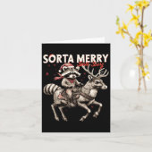 ソルタメリーソルタ怖いクリスマスおもしろいラクーン里 カード (黄色い花)