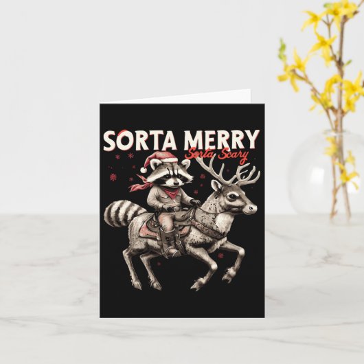 ソルタメリーソルタ怖いクリスマスおもしろいラクーン里 カード (黄色い花)