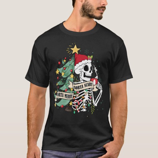 ソルタメリーソルタ怖いスケルトン熱いココアクリスチム Tシャツ (正面)