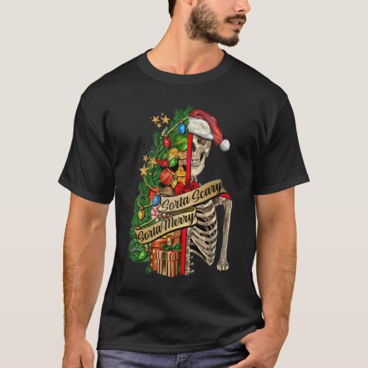 ソルタメリーソルタ怖いレトロスケルトンクリスマスH Tシャツ (正面)