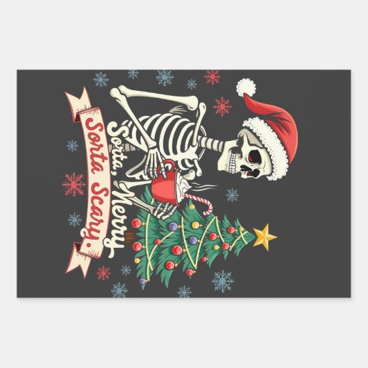 ソルタメリーソルタ怖い不気味骨格クリスマス ラッピングペーパーシート (正面)