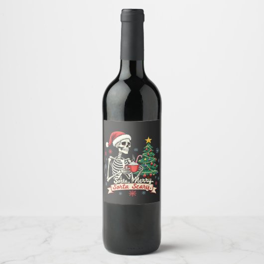 ソルタメリーソルタ怖い不気味骨格クリスマス ワインラベル (正面)